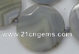 CAA252 15.5 inches 40mm faceted coin grey line agate beads