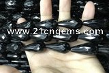 CAA2521 15.5 inches 15*30mm faceted teardrop black agate beads