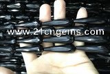 CAA2522 15.5 inches 12*40mm faceted teardrop black agate beads