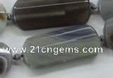 CAA253 15.5 inches 16*30mm faceted rectangle grey line agate beads