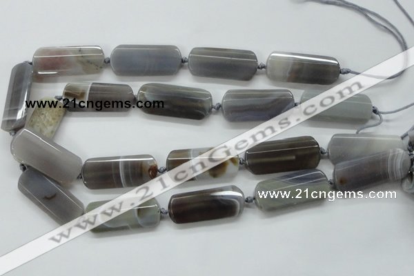 CAA253 15.5 inches 16*30mm faceted rectangle grey line agate beads