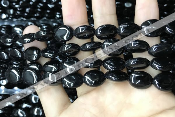 CAA2536 15.5 inches 8*10mm oval black agate beads wholesale