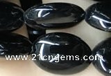 CAA2537 15.5 inches 8*12mm oval black agate beads wholesale