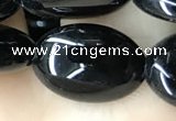 CAA2539 15.5 inches 12*16mm oval black agate beads wholesale