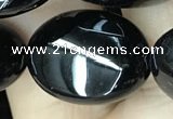 CAA2541 15.5 inches 15*20mm oval black agate beads wholesale