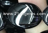 CAA2542 15.5 inches 18*25mm oval black agate beads wholesale