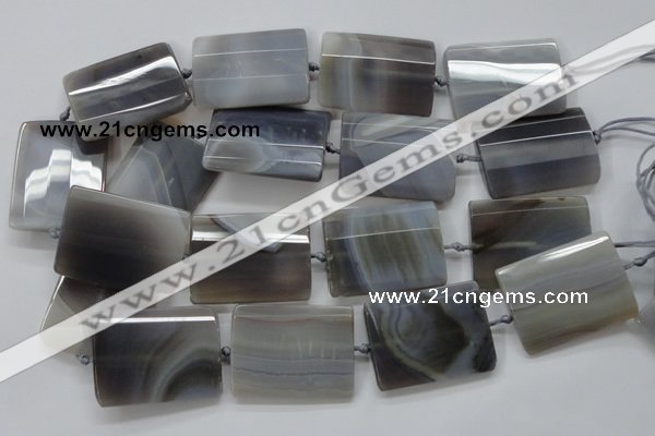 CAA255 15.5 inches 30*40mm faceted rectangle grey line agate beads