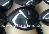 CAA2550 15.5 inches 15*20mm flat teardrop black agate beads wholesale