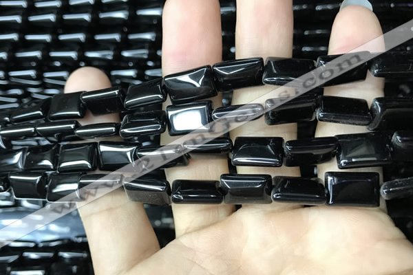 CAA2565 15.5 inches 8*12mm rectangle black agate beads wholesale