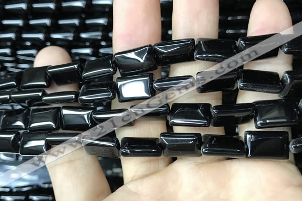 CAA2566 15.5 inches 10*14mm rectangle black agate beads wholesale