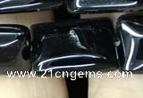 CAA2568 15.5 inches 13*18mm rectangle black agate beads wholesale