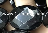 CAA2597 15.5 inches 22*30mm faceted oval black agate beads wholesale