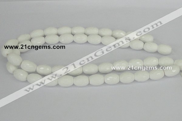 CAA26 15.5 inches 12*16mm faceted rice white agate gemstone beads