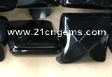 CAA2612 15.5 inches 18*18mm faceted square black agate beads