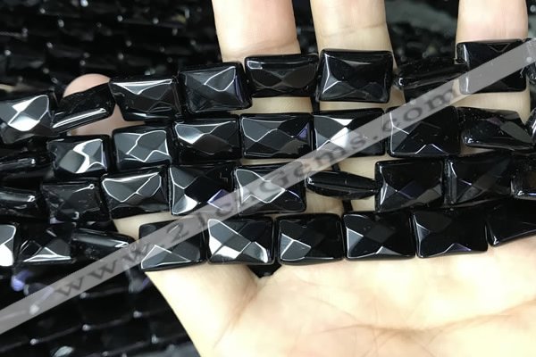 CAA2620 15.5 inches 12*16mm faceted rectangle black agate beads