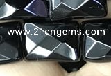 CAA2621 15.5 inches 13*18mm faceted rectangle black agate beads