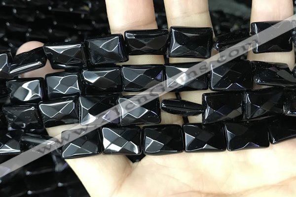 CAA2621 15.5 inches 13*18mm faceted rectangle black agate beads