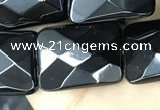 CAA2622 15.5 inches 15*20mm faceted rectangle black agate beads