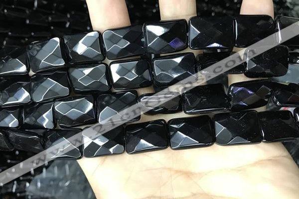 CAA2622 15.5 inches 15*20mm faceted rectangle black agate beads