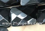 CAA2623 15.5 inches 18*25mm faceted rectangle black agate beads