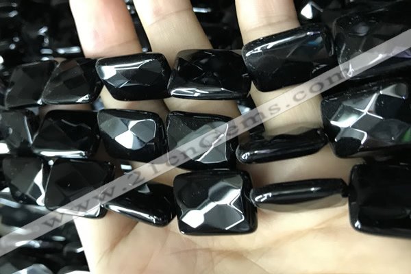 CAA2624 15.5 inches 22*30mm faceted rectangle black agate beads