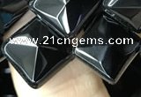 CAA2628 15.5 inches 12*12mm faceted diamond black agate beads