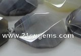 CAA263 25*30mm twisted & faceted octagonal grey line agate beads