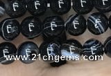 CAA2635 15.5 inches 4mm round banded black agate beads wholesale