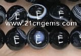 CAA2637 15.5 inches 8mm round banded black agate beads wholesale