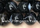 CAA2638 15.5 inches 10mm round banded black agate beads wholesale