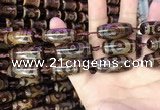 CAA2662 15.5 inches 10*28mm - 11*30mm rice tibetan agate dzi beads