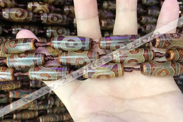 CAA2663 15.5 inches 10*28mm - 11*30mm rice tibetan agate dzi beads