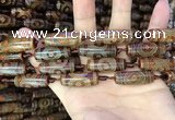CAA2664 15.5 inches 10*28mm - 11*30mm rice tibetan agate dzi beads