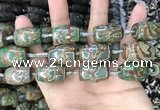 CAA2668 15.5 inches 13*22mm - 15*23mm drum tibetan agate dzi beads