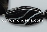 CAA268 15.5 inches 25*48mm oval black line agate gemstone beads