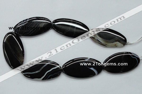 CAA268 15.5 inches 25*48mm oval black line agate gemstone beads