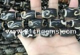 CAA2686 15.5 inches 13*22mm - 14*25mm drum tibetan agate dzi beads