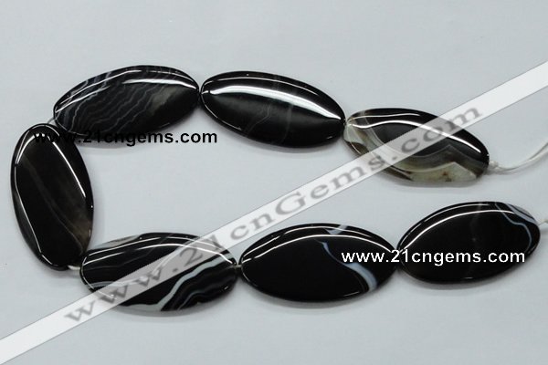 CAA269 15.5 inches 30*55mm oval black line agate gemstone beads