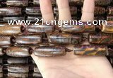 CAA2697 15.5 inches 14*38mm - 16*43mm rice tibetan agate dzi beads