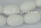 CAA27 15.5 inches 15*20mm faceted rice white agate gemstone beads