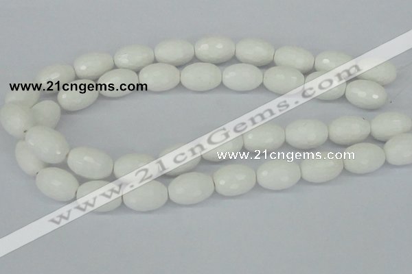 CAA27 15.5 inches 15*20mm faceted rice white agate gemstone beads