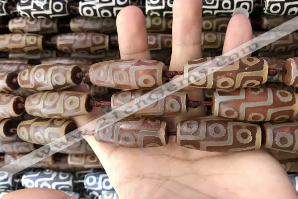 CAA2702 15.5 inches 14*38mm - 16*43mm rice tibetan agate dzi beads