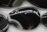 CAA271 15.5 inches 30*35mm flat teardrop black line agate beads