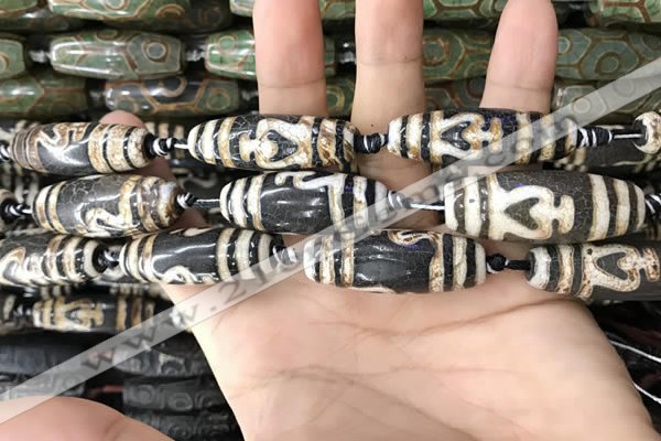 CAA2714 15.5 inches 14*38mm - 16*43mm rice tibetan agate dzi beads