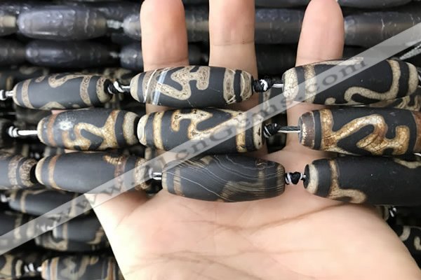 CAA2715 15.5 inches 14*38mm - 16*43mm rice tibetan agate dzi beads