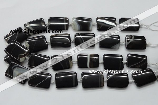 CAA272 15.5 inches 22*30mm rectangle black line agate beads