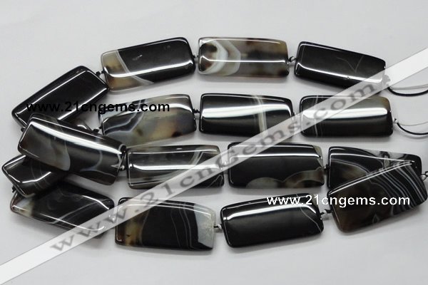 CAA274 15.5 inches 25*50mm rectangle black line agate beads