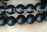 CAA2761 15.5 inches 4mm round matte black agate beads wholesale