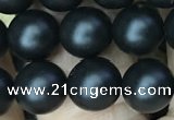 CAA2763 15.5 inches 8mm round matte black agate beads wholesale