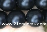 CAA2765 15.5 inches 12mm round matte black agate beads wholesale